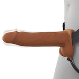 Fantasy X-Tensions Elite Vibrating Hollow Silicone Strap-On 8 in. Brown