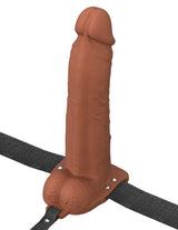 Fantasy X-Tensions Elite Vibrating Hollow Silicone Strap-On 8 in. Brown