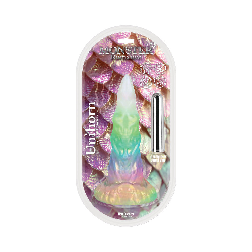 Monster Romance Unihorn Contoured Dildo with Multi-Speed Bullet