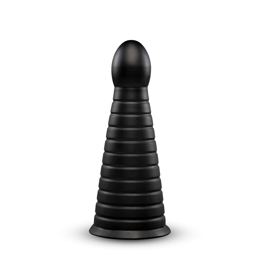 b-Vibe Cone 10 in. Tapered & Ribbed Dildo with Suction Cup