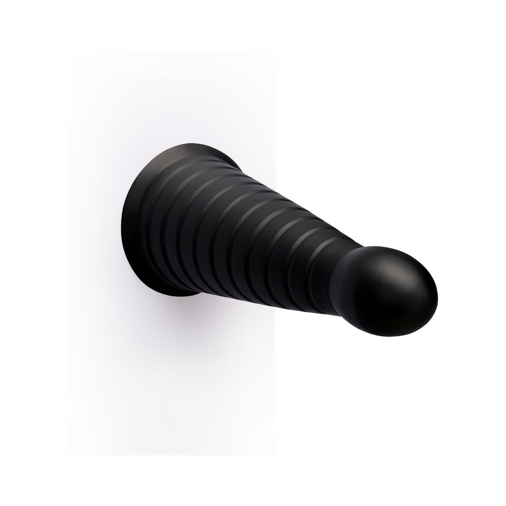b-Vibe Cone 10 in. Tapered & Ribbed Dildo with Suction Cup