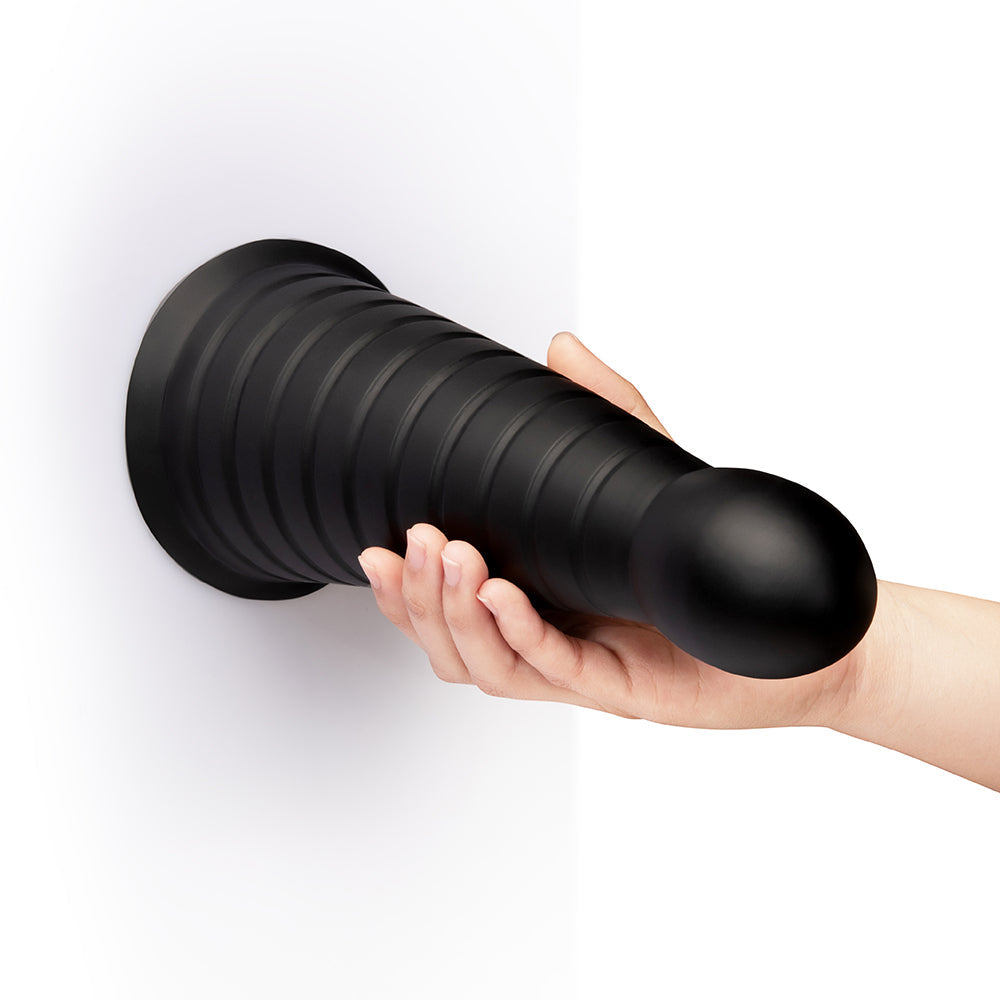 b-Vibe Cone 10 in. Tapered & Ribbed Dildo with Suction Cup