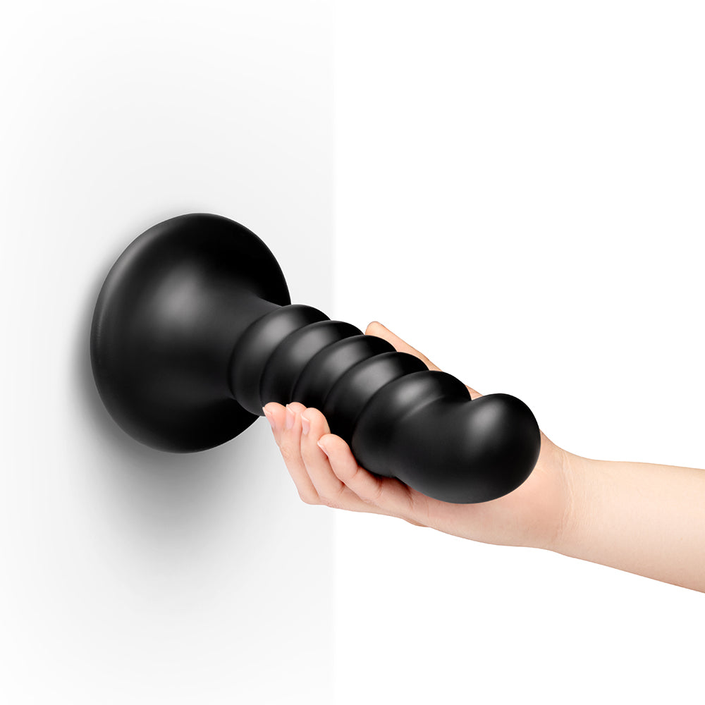 b-Vibe Krush 9.5 in. Curved & Ribbed Dildo with Suction Cup
