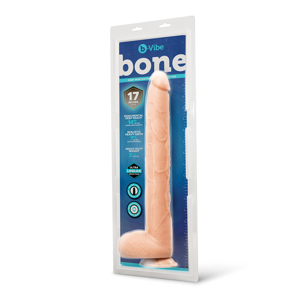 b-Vibe Bone 17 in. Deep-Insert Dildo with Realistic Balls and Suction Cup