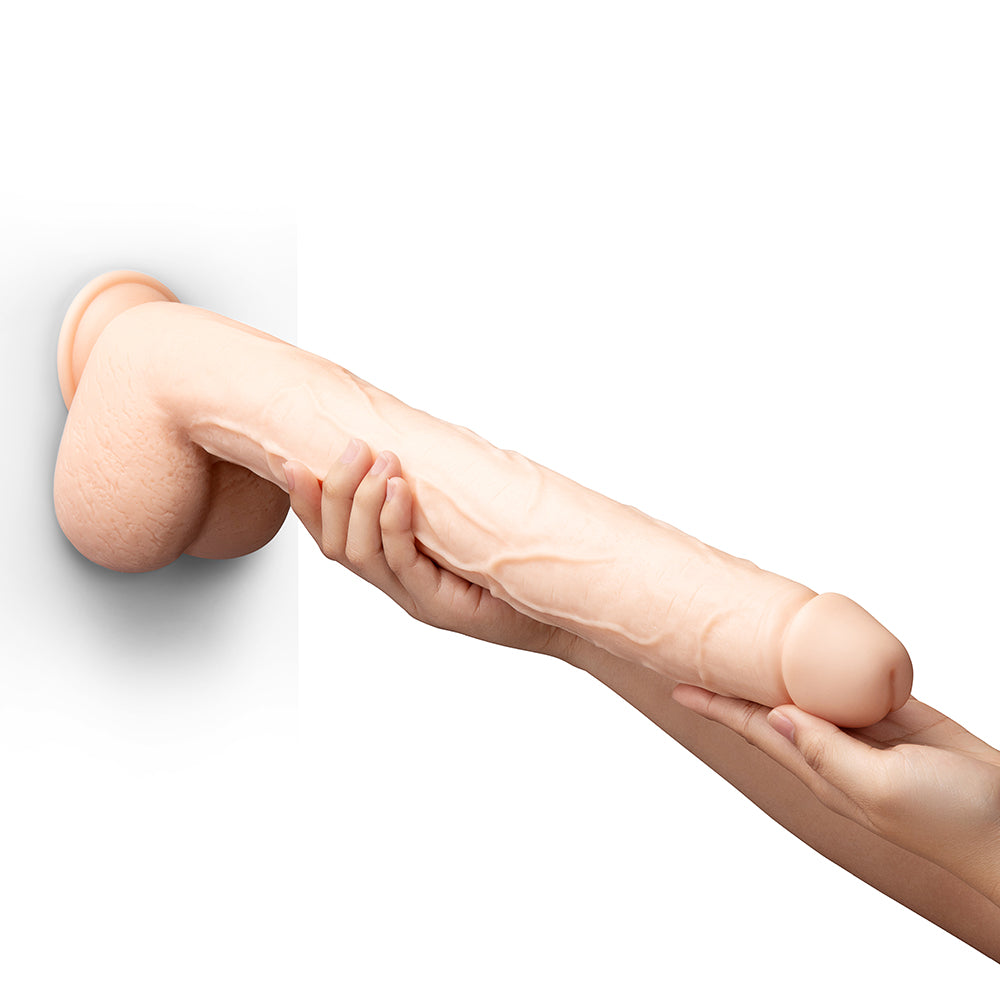 b-Vibe Bone 17 in. Deep-Insert Dildo with Realistic Balls and Suction Cup