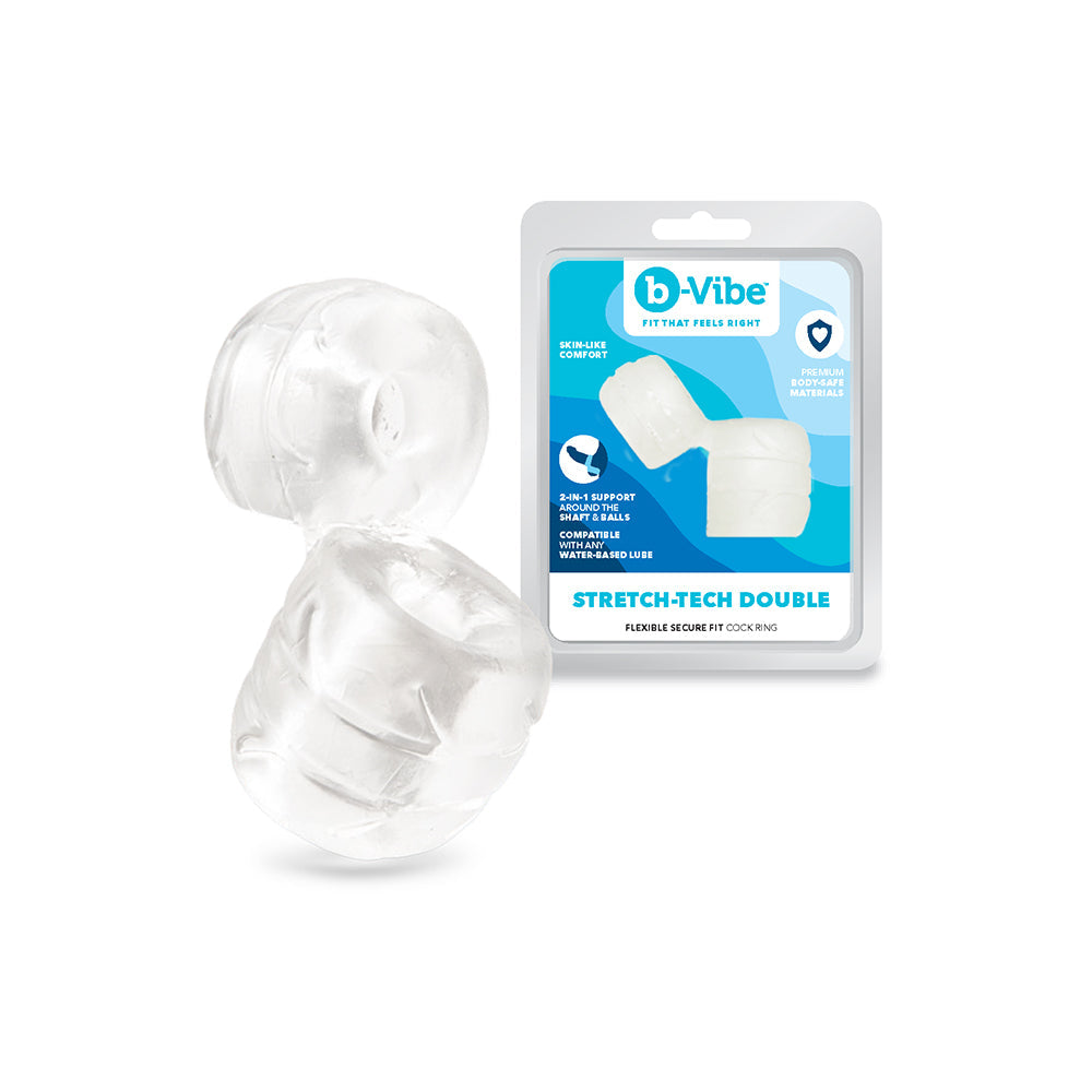 b-Vibe Strech-Tech Double Barrel Ultra Stretchy C-Ring & Ball Stretcher