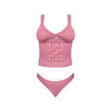 Magic Silk Wisteria Mist Bustier Cami & Thong Set Pink S/M