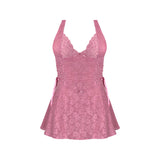Magic Silk Wisteria Mist Halter Babydoll & G-Set Pink L/XL