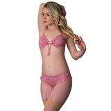 Magic Silk Wisteria Mist Bralette & Panty with Removable Garters Pink S/M