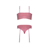 Magic Silk Wisteria Mist Bralette & Panty with Removable Garters Pink L/XL
