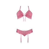 Magic Silk Wisteria Mist Bralette & Panty with Removable Garters Pink Queen Size