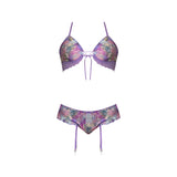 Magic Silk Wisteria Mist Bralette & Panty with Removable Garters Floral Queen Size