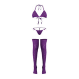 Magic Silk Seamless Bra, Panty & Thigh Highs Violet O/S