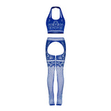 Magic Silk Seamless Cami & Gartered Thigh High Blue O/S