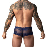 Male Power Sassy Lace Mini Short Sheer Pouch Navy L