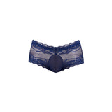 Male Power Sassy Lace Mini Short Sheer Pouch Navy XL