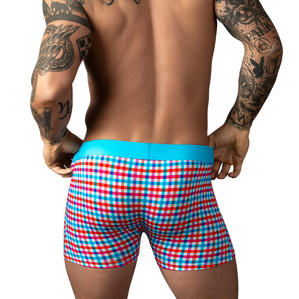 Male Power So Cumfy Gingham Boxer Brief Turquoise S