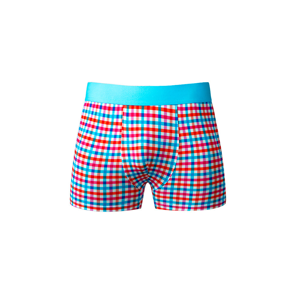 Male Power So Cumfy Gingham Boxer Brief Turquoise L