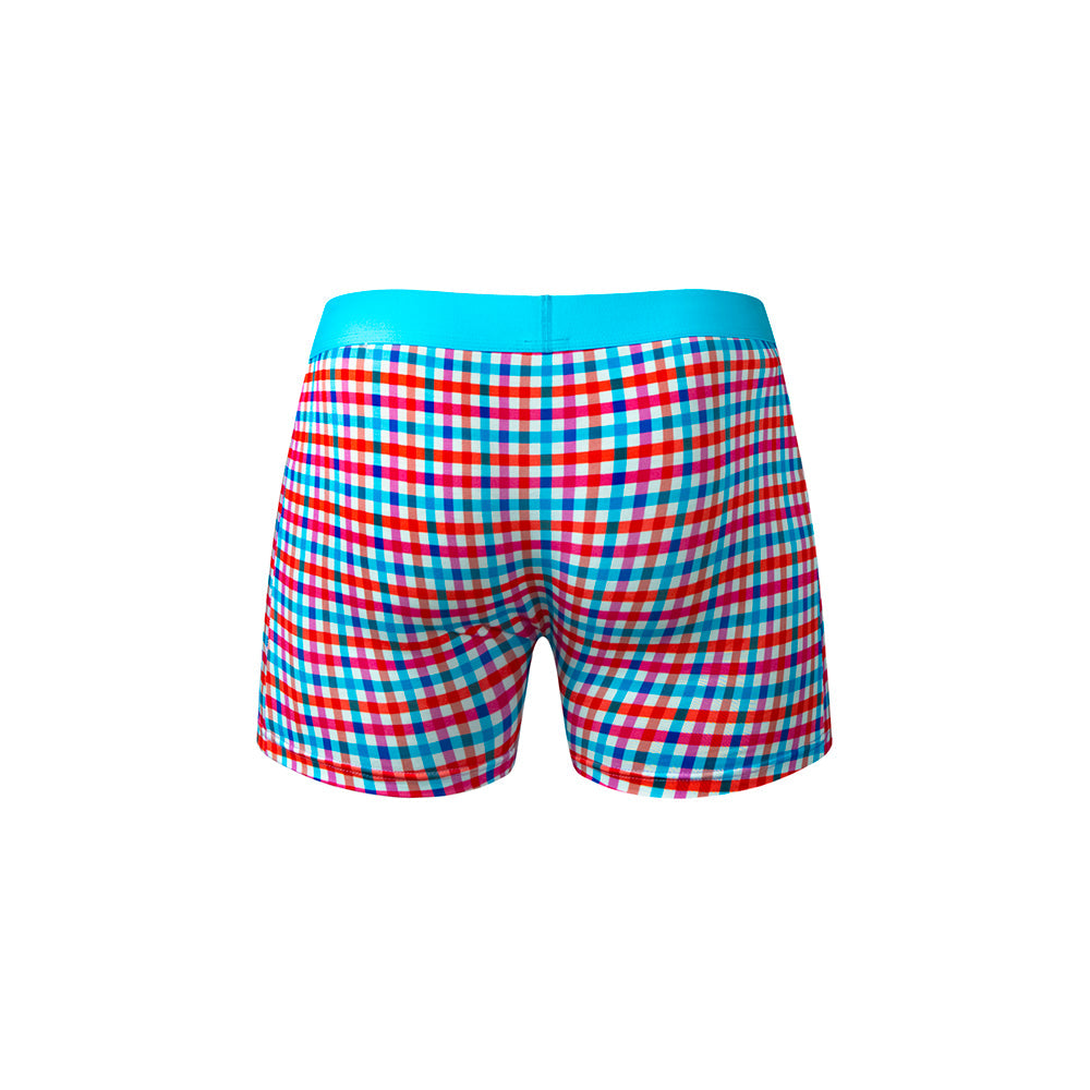Male Power So Cumfy Gingham Boxer Brief Turquoise L