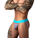 Male Power So Cumfy Gingham Jock Turquoise S/M
