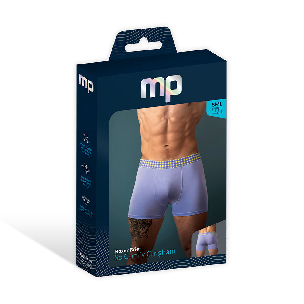 Male Power So Cumfy Gingham Boxer Brief Purple M
