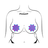 Pastease Neon Checkered Pink & Blue Petal Breast Pasties