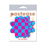 Pastease Neon Checkered Pink & Blue Petal Breast Pasties