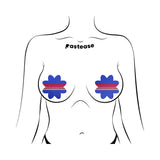 Pastease Vibrant Retro Stripes on Blue Petal Breast Pasties