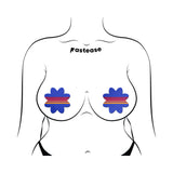 Pastease Vibrant Retro Stripes on Blue Petal Breast Pasties