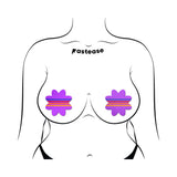 Pastease Colorful Retro Stripes on Purple Petal Breast Pasties