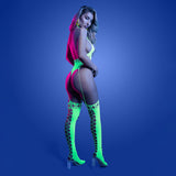 Fantasy Lingerie Glow Paradigm UV Reactive Halter Teddy Bodystocking O/S