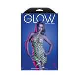 Fantasy Lingerie Glow Warning Sign Gartered Dress Rhinestone Fence Net O/S