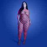 Fantasy Lingerie Glow Want It All Reversible Bodystocking & Rhinestone Pasties Queen Size