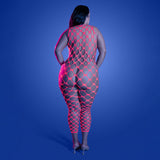 Fantasy Lingerie Glow Want It All Reversible Bodystocking & Rhinestone Pasties Queen Size