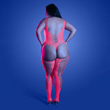 Fantasy Lingerie Glow Turn Up Bodystocking with Back Cut-Out Detail Queen Size