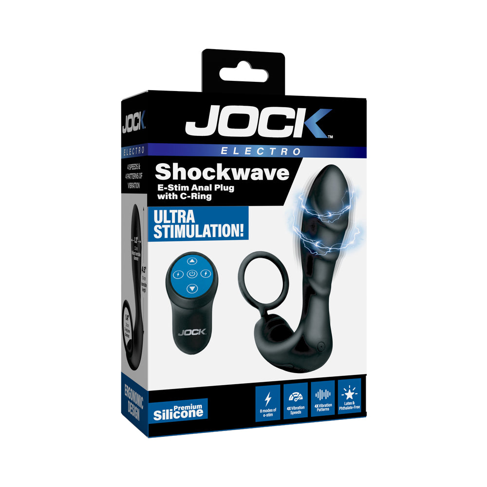 JOCK Electro Shockwave E-Stim Anal Plug w/ C-Ring