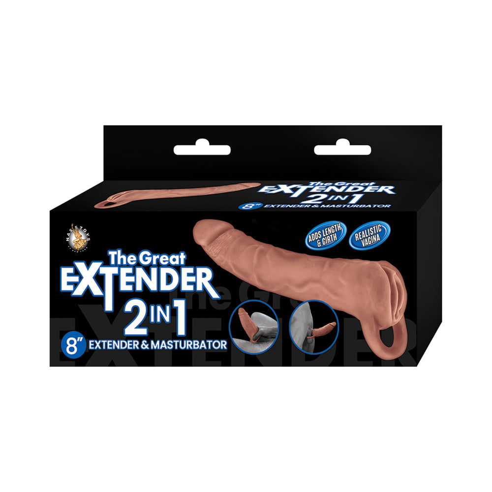 The Great Extender 2 in 1 Extender&Masturbator 8in Brown