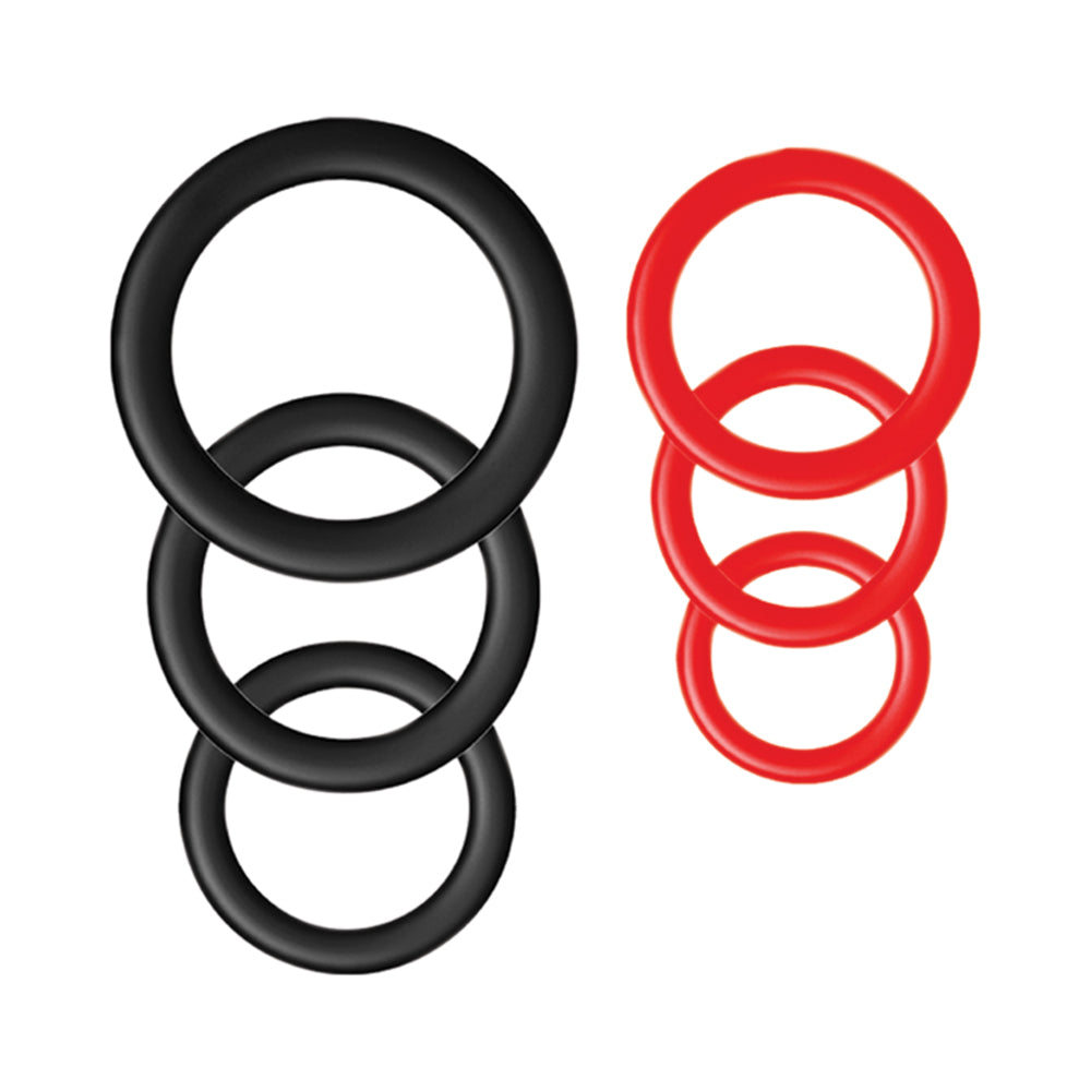 Silicone Ring 6 Pack Red&Black