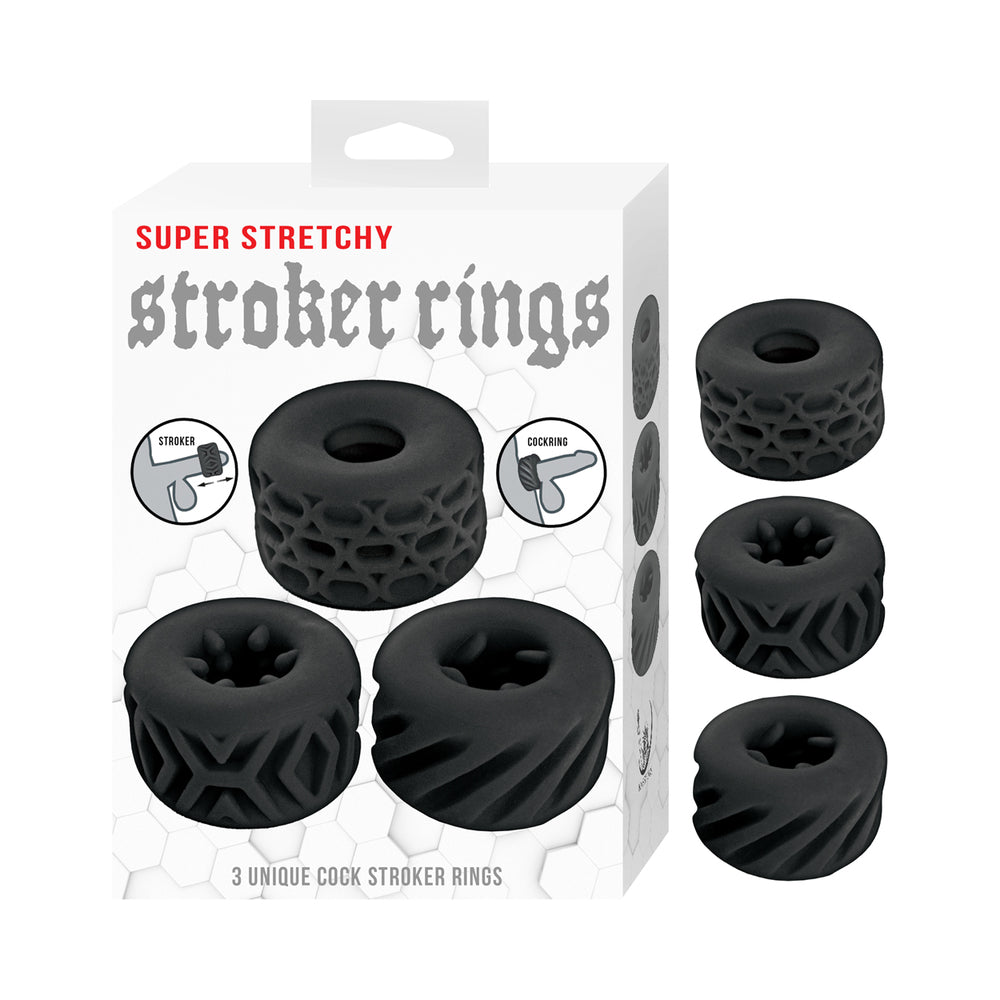 Super Stretchy Stroker Rings 3 Pack Black