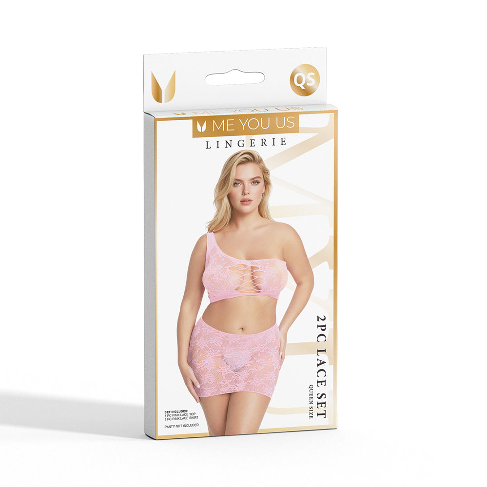 Me You Us Lace 2-Piece Set Pink Queen Size