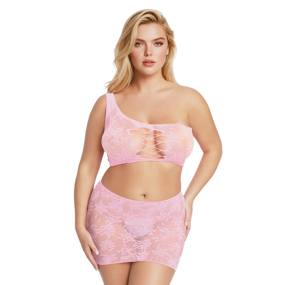 Me You Us Lace 2-Piece Set Pink Queen Size