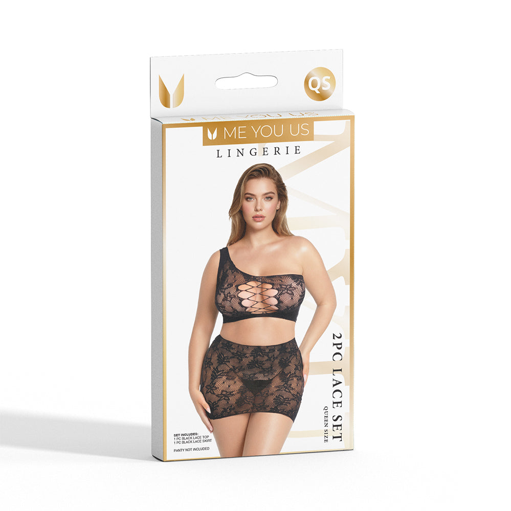 Me You Us Lace 2-Piece Set Black Queen Size