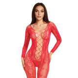 Me You Us Lace Bodystocking Red O/S