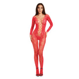 Me You Us Lace Bodystocking Red O/S