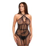 Me You Us Lace Halter Bodystocking O/S
