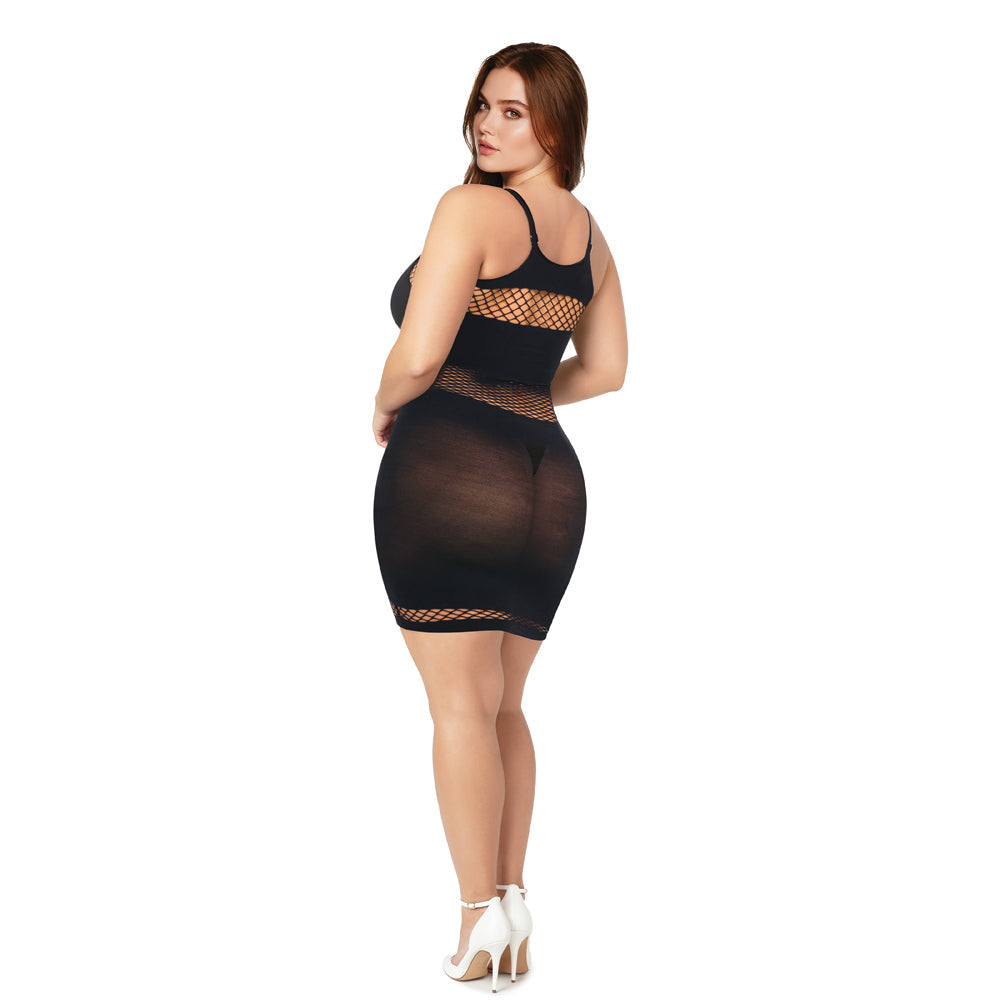 Me You Us Fishnet Mini Dress Black Queen Size