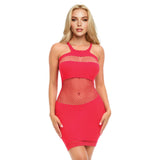 Me You Us Fishnet Mini Dress Red O/S