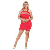 Me You Us Fishnet Mini Dress Red Queen Size
