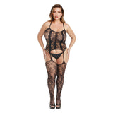 Me You Us Floral Lace Suspender Bodystocking Black Queen Size