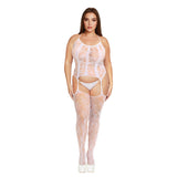 Me You Us Floral Lace Suspender Bodystocking White Queen Size